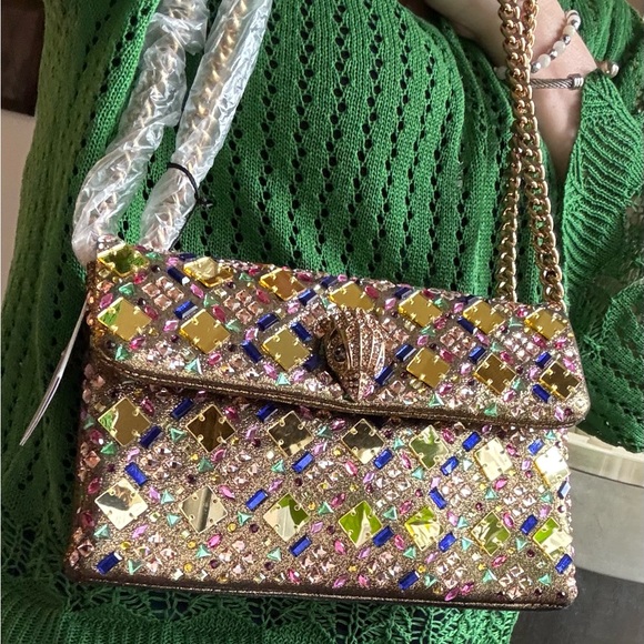 Authentic KURT GEIGER LONDON mirror/Crystals flap magnetic crossbody/ shoulder - Picture 11 of 16